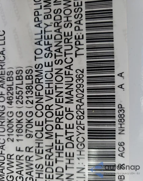 2024 Honda Accord Touring Hybrid z USA, uszkodzony, nr VIN 1HGCY2F82RA029362